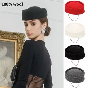 Elegant Red Wool Women's Hat